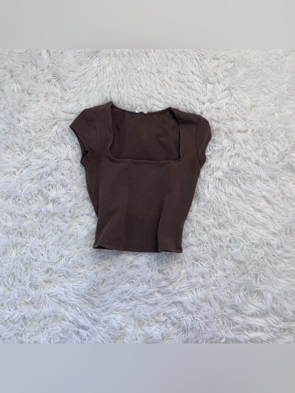 garage brown square neck top xs